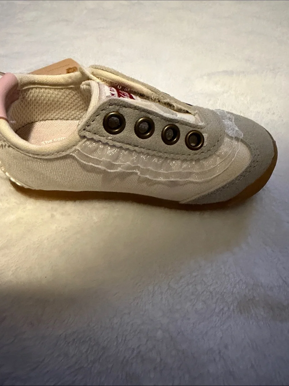 ChildsPlay Lace-Trim Baby Walker Shoes in Cream and Pink